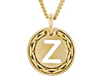 18k Yellow Gold Over Bronze Cardano Initial "Z" Pendant with Chain