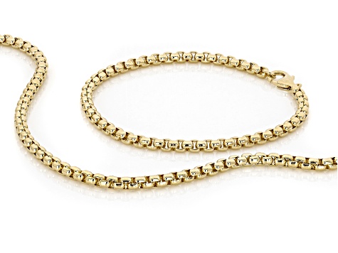 ゆ*ん様 PLOW ネックレス 2点セット ゴールドカラー 18k Yellow Gold Over Bronze 4mm Box 20