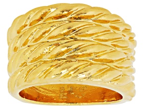 18k Yellow Gold Over Bronze Multi-Row Rope Ring