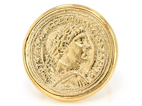 18k Yellow Gold Over Bronze Faux Coin Ring - MA1219 | JTV
