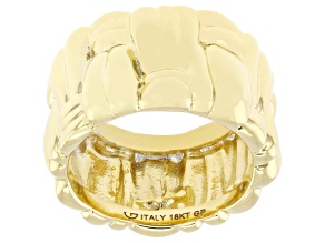 18k Yellow Gold Over Bronze Basket Weave Band Ring