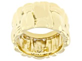 18k Yellow Gold Over Bronze Basket Weave Band Ring