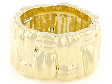 18k Yellow Gold Over Bronze Basket Weave Band Ring