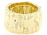 18k Yellow Gold Over Bronze Basket Weave Band Ring
