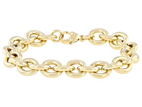 18k Yellow Gold Over Bronze 11.5mm Rolo Link Bracelet