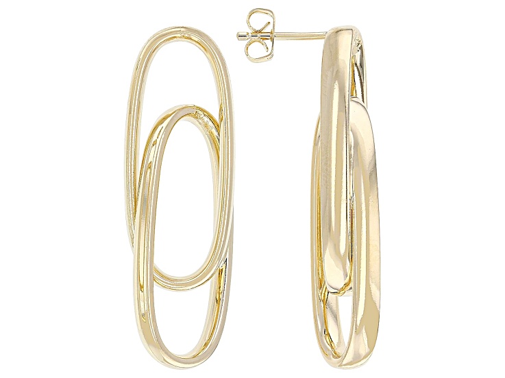 18k Yellow Gold Over Bronze Paperclip Drop Earrings
