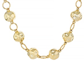 18k Yellow Gold Over Bronze Hammered Bead 22" Necklace