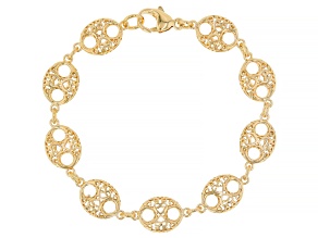 18k Yellow Gold Over Bronze Mariner Link Station Bracelet