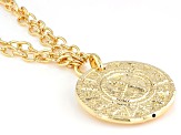 18k Yellow Gold Over Bronze Medallion Pendant with 22" Chain