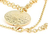 18k Yellow Gold Over Bronze Medallion Pendant with 22" Chain