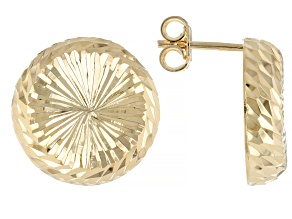 18k Yellow Gold Over Bronze Diamond Cut Sunburst Earrings