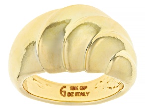 18k Yellow Gold Over Bronze Scalloped Ring