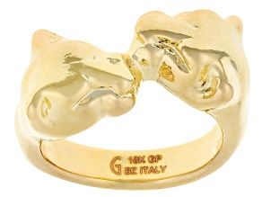 18k Yellow Gold Over Bronze Double Panther Ring