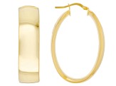 18k Yellow Gold Over Bronze Polished Oval Hoop Earrings