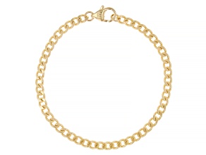 18k Yellow Gold Over Bronze Polished And Diamond Cut Curb Bracelet
