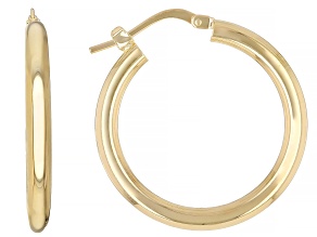 18k Yellow Gold Over Bronze Polished Hoop Earrings
