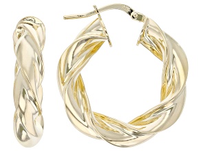 18k Yellow Gold Over Bronze Polished Twisted Hoop Earrings