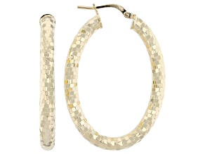 Moda Al Massimo® 18k Yellow Gold Over Bronze Diamond Faceted Oval Hoop Earrings