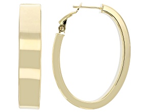 18k Yellow Gold Over Bronze Classic Polished Oval Hoop Earrings