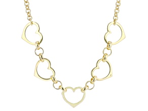18k Yellow Gold Over Bronze Heart Station 18" Necklace