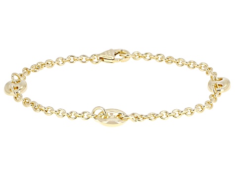 18k Yellow Gold Over Bronze Mariner Station Bracelet