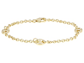 18k Yellow Gold Over Bronze Mariner Station Bracelet