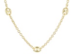18k Yellow Gold Over Bronze Polished Mariner Station 18 Inch Necklace