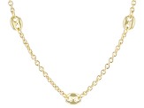 18k Yellow Gold Over Bronze Polished Mariner Station 20 Inch Necklace