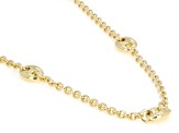18k Yellow Gold Over Bronze Polished Mariner Station 20 Inch Necklace