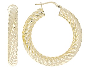 18k Yellow Gold Over Bronze Scalloped Hoop Earrings