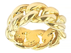18K Yellow Gold Over Bronze Polished Interwoven Curb Ring