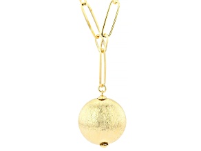 18K Yellow Gold Over Bronze Brushed Medallion Paperclip 20 Inch Necklace