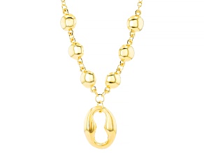 18K Yellow Gold Over Bronze Polished Mariner Statement Necklace