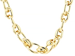 18K Yellow Gold Over Bronze Polished Interwoven Curb Necklace