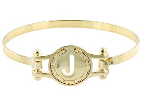 18K Yellow Gold Over Bronze Cardano Initial "J" Bangle