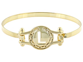 18K Yellow Gold Over Bronze Cardano Initial "L" Bangle