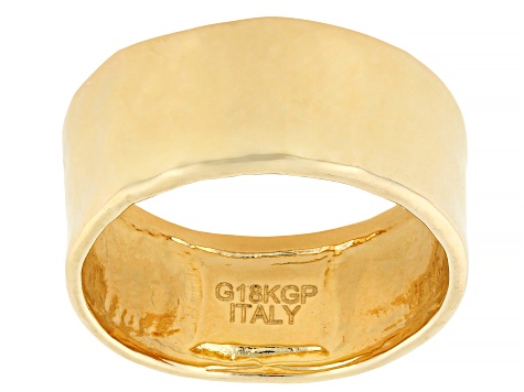 18K Yellow Gold Over Bronze Textured Martellato Band Ring