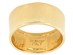 18K Yellow Gold Over Bronze Textured Martellato Band Ring