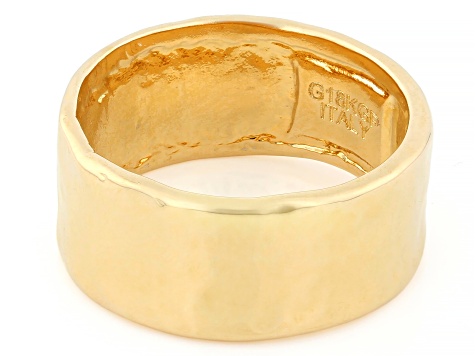 18K Yellow Gold Over Bronze Textured Martellato Band Ring