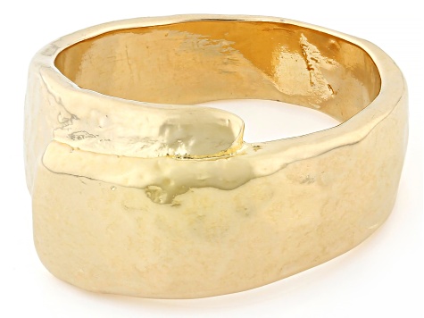 18K Yellow Gold Over Bronze Hammered Band Ring