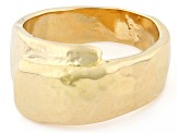 18K Yellow Gold Over Bronze Hammered Band Ring