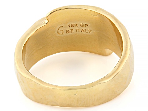 18K Yellow Gold Over Bronze Hammered Band Ring