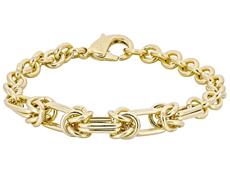 18K Yellow Gold Over Bronze Polished Byzantine Station 8 Inch
