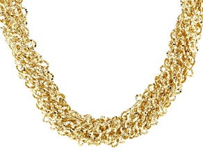 18K Yellow Gold Over Bronze Diamond Cut Multi-Strand 22 Inch Necklace