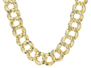 18K Yellow Gold Over Bronze Polished Double Curb 20 Inch Necklace