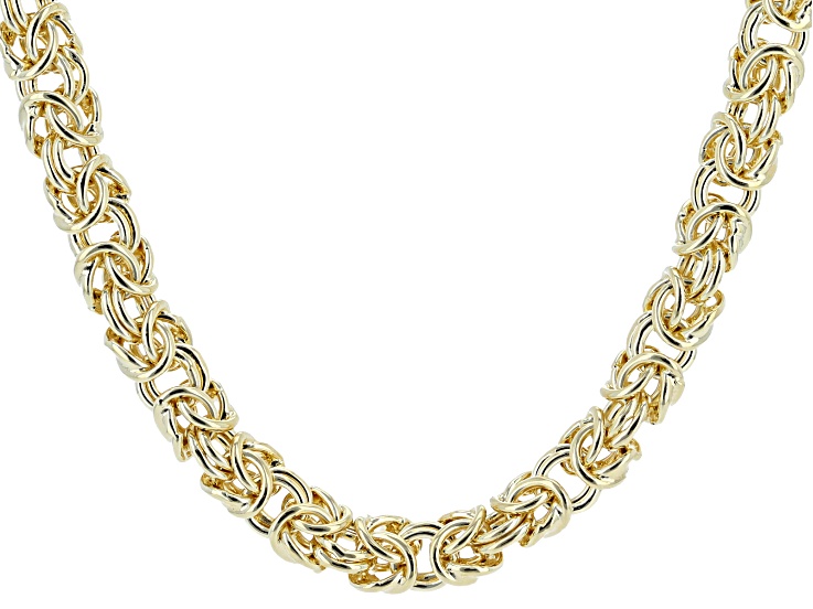 18K Yellow Gold Over Bronze Polished Byzantine 20 Inch Necklace