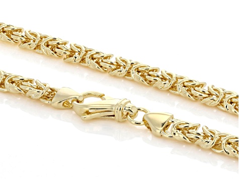 18K Yellow Gold Over Bronze Polished Byzantine 20 Inch Necklace