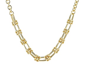 18K Yellow Gold Over Bronze Polished Byzantine Station 22 Inch Necklace