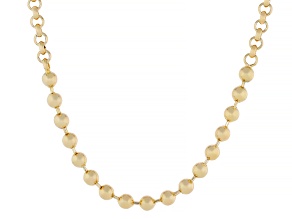 18K Yellow Gold Over Bronze Polished Bead 18 Inch Chain Necklace