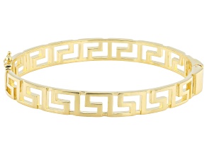18K Yellow Gold Over Bronze Polished Open Greek Key Bangle Bracelet